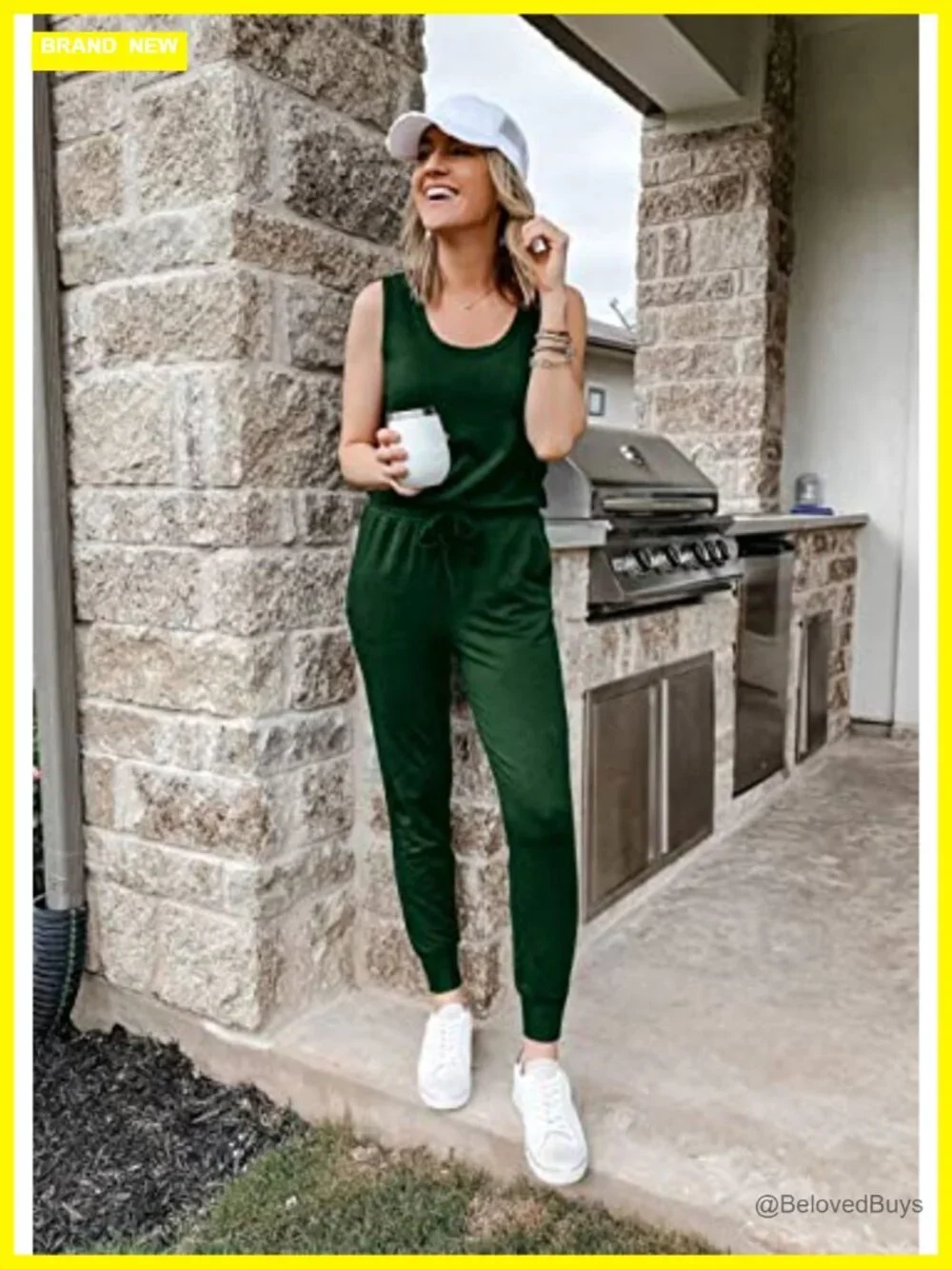 Two Piece Lounge Set Sleeveless Tank Top Jogger Pants Matching Travel Outfit